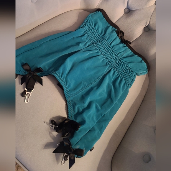 Kiss Me Deadly Teal Vargas Longline Girdle Large 28-30" Waist - Picture 2 of 9